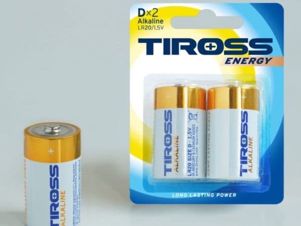 TIROSS alkaliske batteri LR20, 2 stk