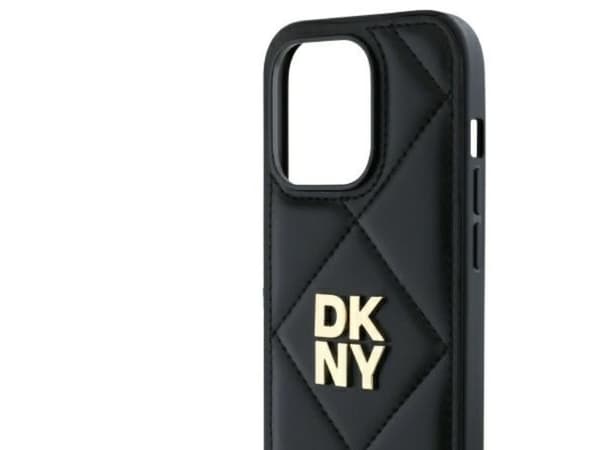 DKNY Quilted Stack Logo iPhone 14 Pro-skal - Svart