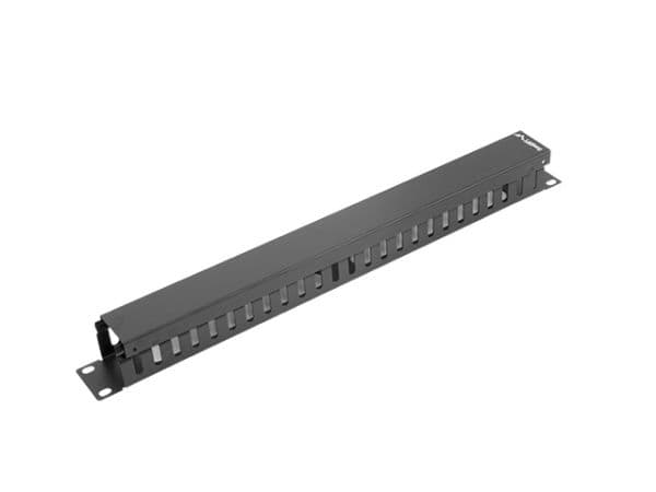 Lanberg - Rackpanel för kabelhantering - RAL 9004, svart - 1U - 19"