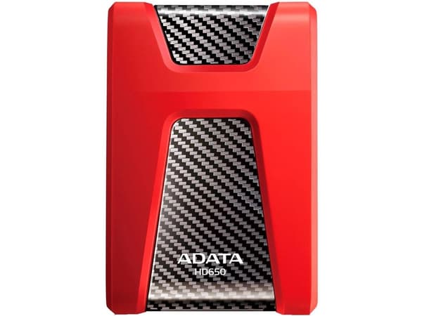 ADATA DashDrive Durable HD650 - Hårddisk - 2 TB - extern (portabel) - 2.5" - USB 3.1 - 256 bitars AES - röd