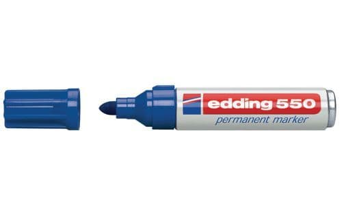 edding 550 - Markering - permanent - för glas, metall, plast - blå - 3-4 mm