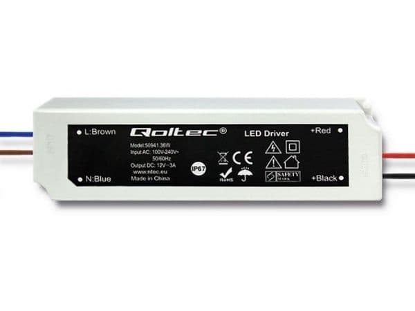 Qoltec - LED-ohjain - 36 Watt - 3 A