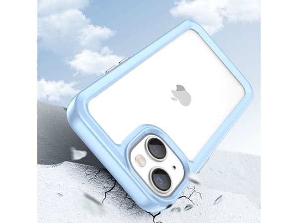 Outer Space-deksel til iPhone 14 Plus hardt deksel med gel-ramme – blå