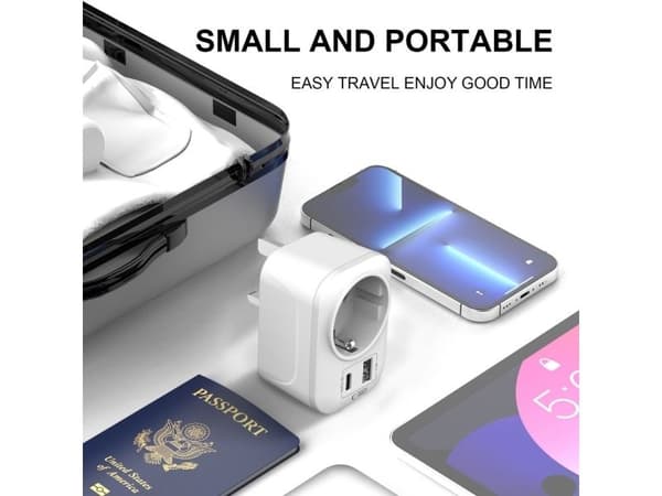 Tech-Protect TA100 UK-adapter - vit