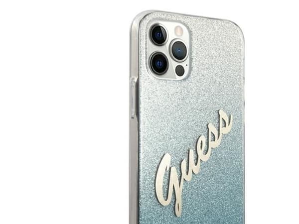 Guess GUHCP12MPCUGLSBL iPhone 12/12 Pro 6.1" blå/blå hardcase med glitter gradient script