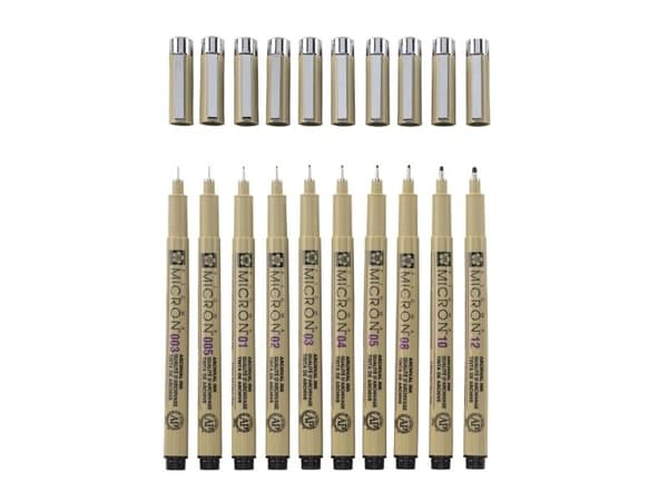 Sakura Pigma Micron, Musta, Pyöreä, Kupla, 10 kpl