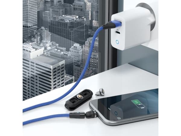 RealPower MagneticCharge3, 1 m, USB A, Blå
