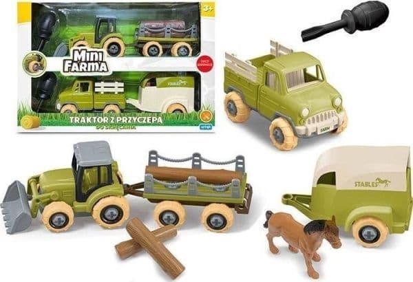 Mini gårdstraktor med vendbar tilhenger