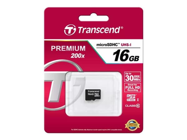 Transcend - Flashminnekort - 16 GB - Class 10 - microSDHC