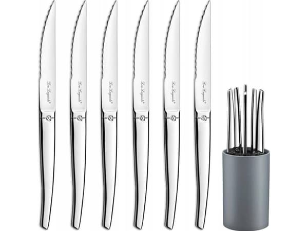 Amefa JET - 6-pc steak knives in grey block - mirror