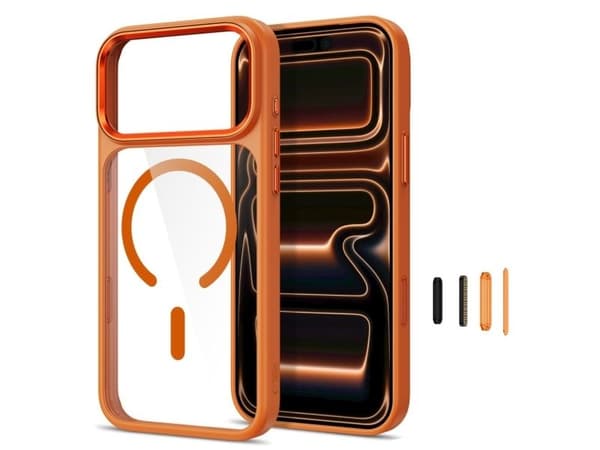 Tech-Protect Magmat Magsafe CC case for iPhone 17 Pro / 18 Pro - orange-transparent