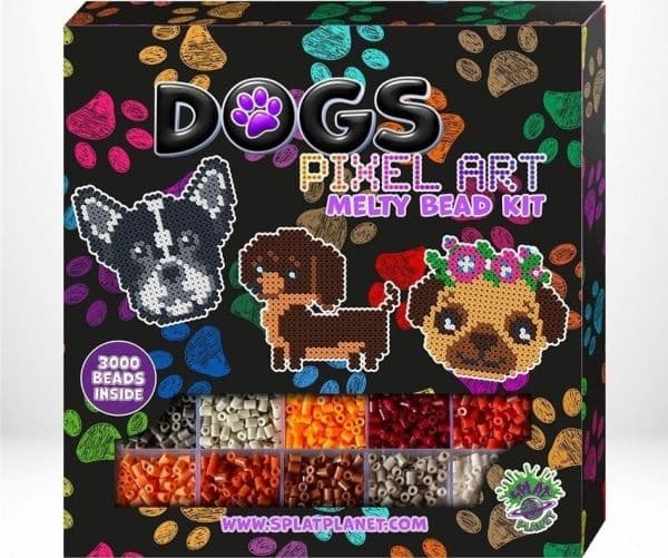 Planet sett med stryk-perler hund