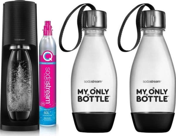 Sodastream Terra Saturator + 1 pullo + kaasu Musta + 2x 0,5L