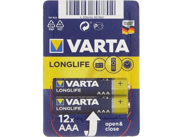VARTA Longlife AAA 1.5V Batteries 12pcs
