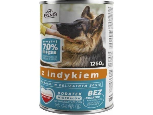 FRENDI med kalkonbitar i delikat sås – våtfoder för hund, 1250 g
