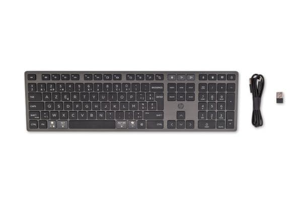 HP KBD 720Multi-DeviceRchrgblWL FR, Täysikokoinen (100 %), Langaton, USB + Bluetooth, musta
