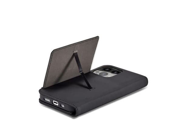 Magnet Card Case iPhone 14 Pro deksel med klaff lommebokstativ sort