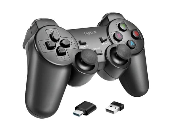 LogiLink Wireless gaming controller, 2.4 GHz, Windows PC, Android devices, TV boxes, PS3, black