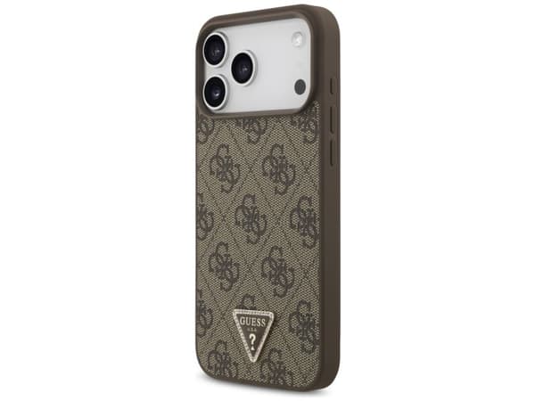 Guess Leather 4G Triangle Strass MagSafe Case for iPhone 17 Pro Max / 18 Pro Max - Brown