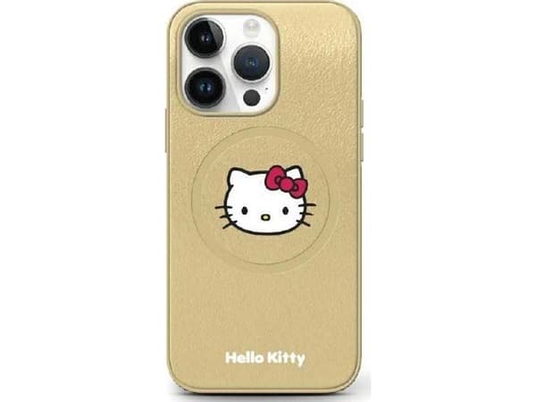 Hello Kitty odinis Kitty Head MagSafe dėklas iPhone 15 - auksinis