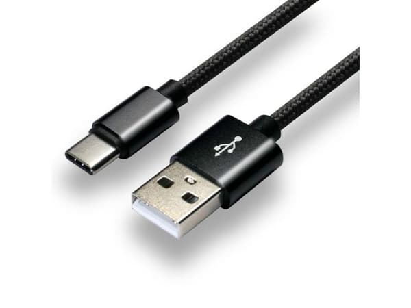 everActive USB-C-kabel 1m - svart, flätad, stöd för snabbladdning, 3A - CBB-1CB