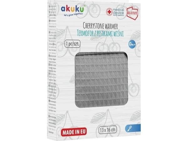 Akuku A0635 varmeterapipute kirsebærkjerner 13×16 cm grå