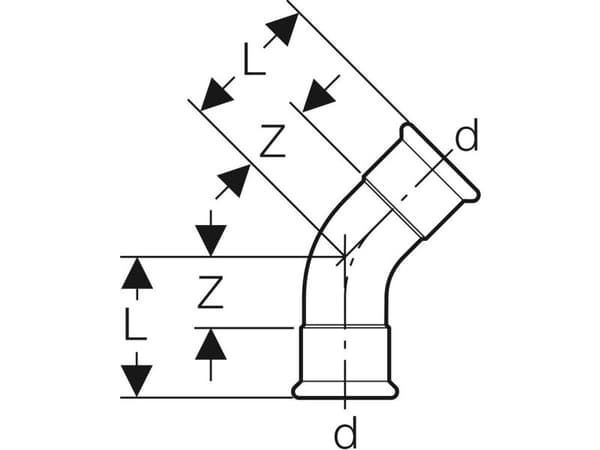 Geberit 23606, 45°, 43 mm, 17 mm