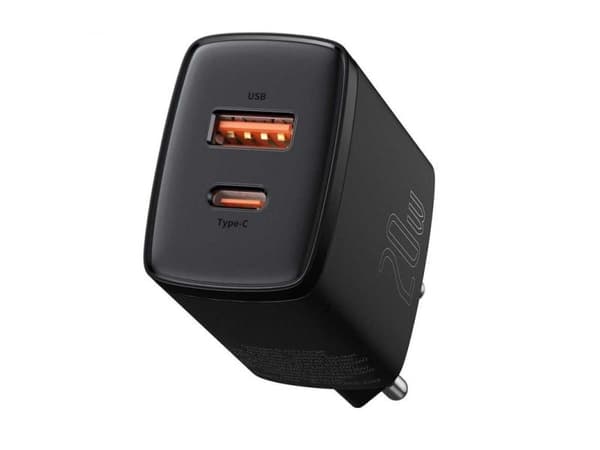 Baseus Compact - Strømadapter - 20 watt - 3 A - PD 3.0, QC 3.0 (24 pin USB-C) - svart