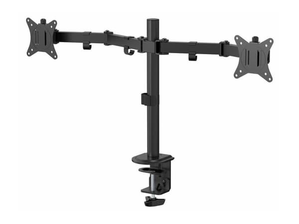 eSTUFF - Monteringssett (skrivebordsklemmemontering, kausemontering, 2 quick release VESA plates) - for 2 LCD-skjermer - office - stål, plastikk - ...