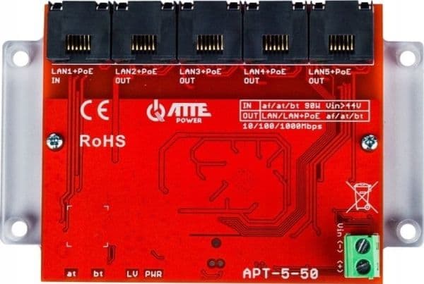 ATTE SWITCH POE / extender APT-5-50 5-portars ATTE-switch