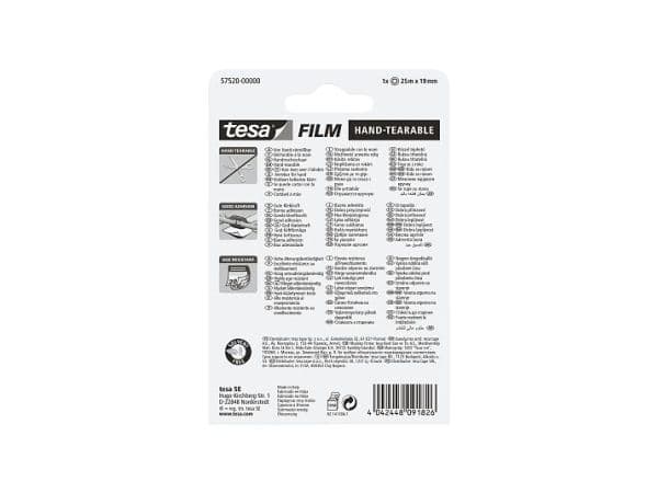 TESA 57520, 25 m, Translucent, Polypropylen (PP), 19 mm, Blåsa, 1 styck