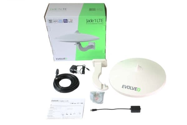 Evolveo Jade 1 LTE, Utomhus, Vit, 10 m, 48 dBi, DVB-T, DVB-T2, IEC