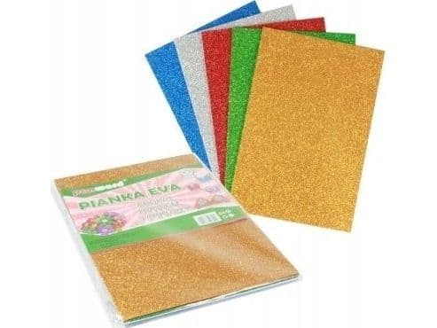Skum multicolor glitter 20x30 cm 5 stk