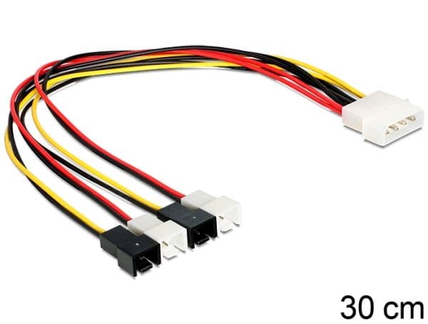 Delock - Viftestrømadapter - 2-pin intern strøm (hann) til 4-pin intern strøm (hann) - 30 cm