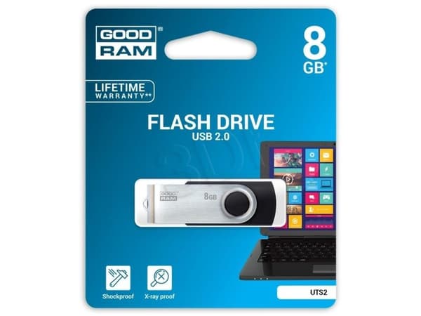 GOODRAM UTS2 - USB flashdrive - 8 GB - USB 2.0 - sortering