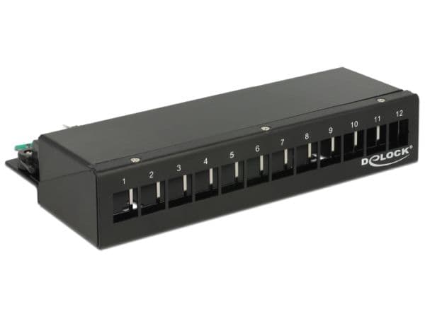 Delock Keystone Desktop Patch Panel - Koblingspanel - kullsort, RAL 9005 - 12 porter