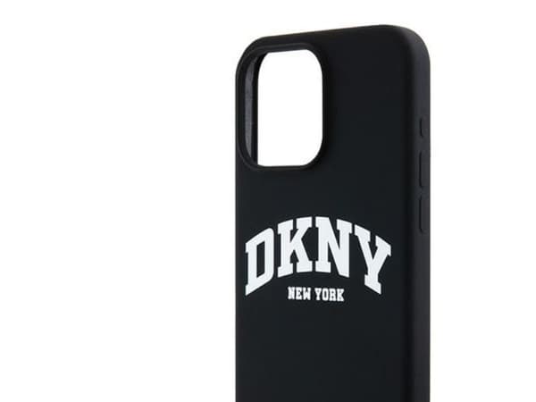 DKNY Liquid Silicone White Printed Logo MagSafe iPhone 13 Pro Max Case - Black