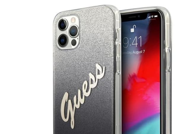 Guess GUHCP12LPCUGLSBK iPhone 12 Pro Max 6,7" sort/sort hardcase med glitter kaltevuus script