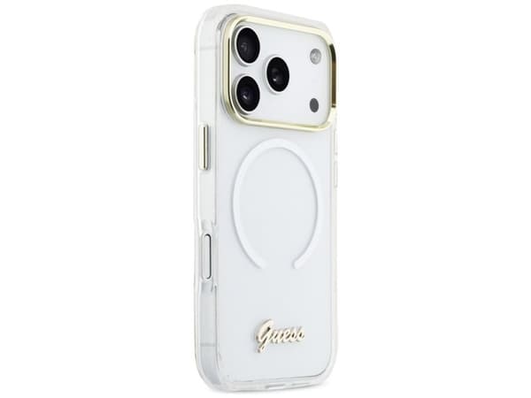 Guess IML Gradient Script metall MagSafe-skal till iPhone 17 Pro - vit
