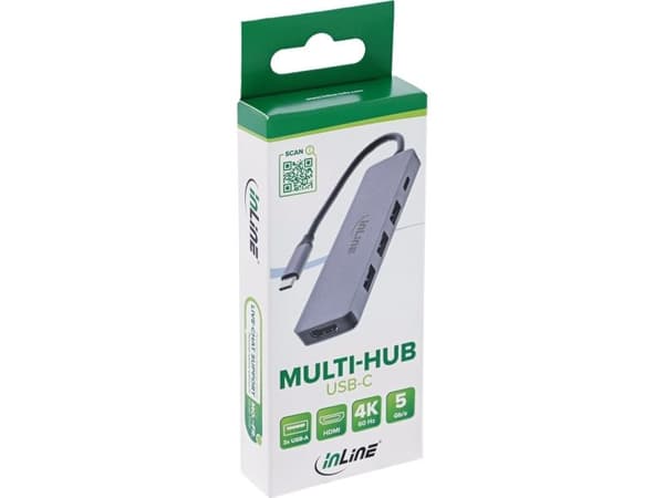 InLine 33271A, USB Type-C, USB Type-C, HDMI, USB 3.2 Gen 1 (3.1 Gen 1), Hanstik, Grå, Kina, 5 Gbit/sek.
