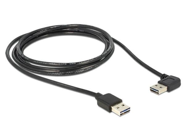 Delock EASY-USB - USB-kaapeli - USB (han) til USB (han) - USB 2.0 - 1 m - 90° stikforbindelse - lajittelu