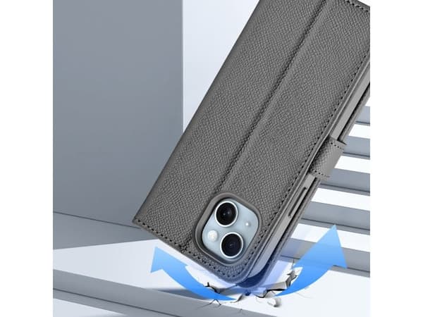 Dux Ducis Lawa läderfodral till iPhone 15 - Grå