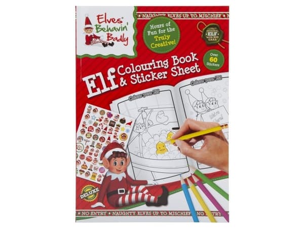 A4 Elf Colouring Book 48 pages with Sticker Sheet CDU