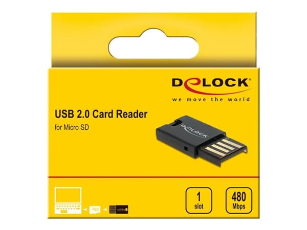 Delock - Kortleser (microSD, microSDHC, microSDXC, microSDHC UHS-I, microSDXC UHS-I, microSDHC UHS-II, microSDXC UHS-II) - USB 2.0