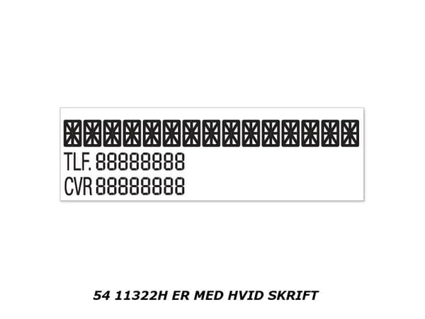 Firma, tlf. og cvr-skilt hvid