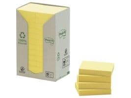 Anteckningsblock Post-it Recycled Notes återvunnet gul 24-pack