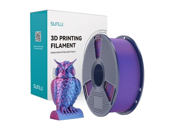 Sunlu PLA+ Silk dobbeltfarget filament (rød og blå)