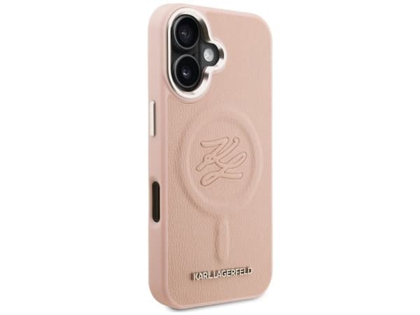 Karl Lagerfeld Initial &amp; Metal Logo MagSafe iPhone 16 Case - Pink