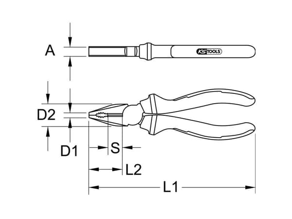 KS Tools 964.0203, Rustfritt stål, Svart, Rød, 200 mm