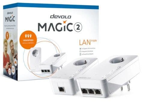 devolo Magic 2 LAN triple - Starter Kit - brygga 1GbE, HomeGrid - vägginsticksbar
